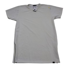 WEIV Essential Shirt Mens M Ivory Short Sleeve Mock Neck Stretch Zip Casual Tee