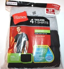 Hanes Men’s Black/Gray 4-Pack Crew Neck Tagless T-Shirts – Small (34-36″)