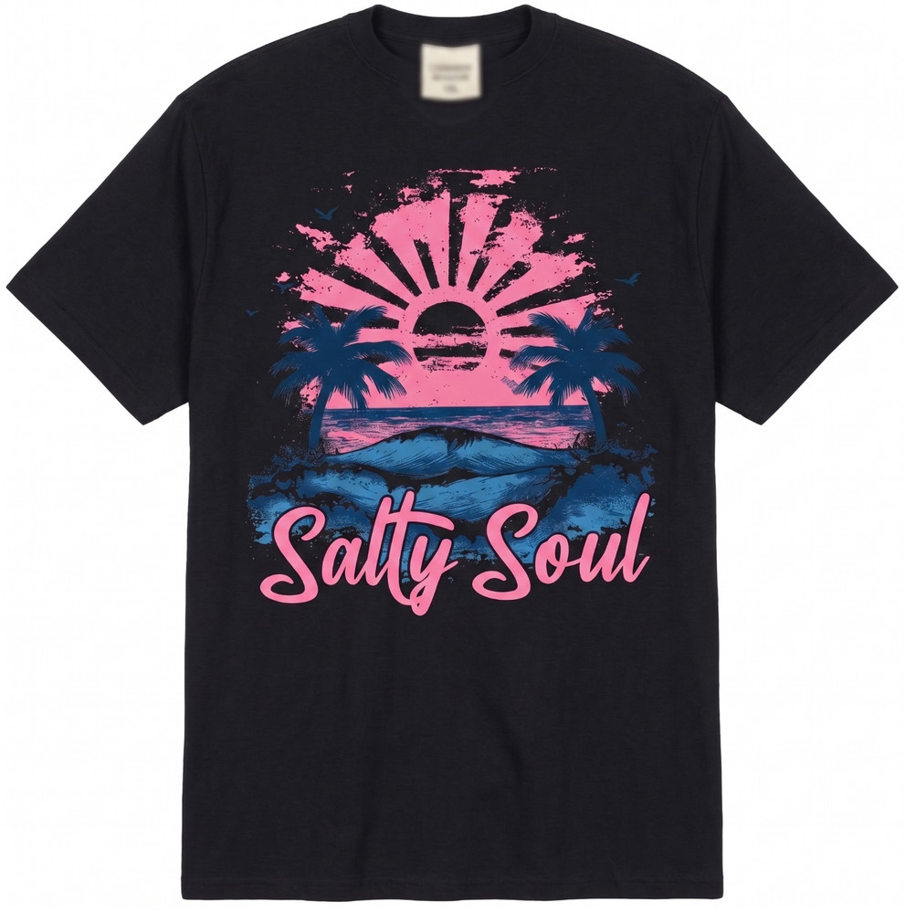 Salty Soul Summer Unisex T Shirt Summer Vacation Tee Tshirt Retro Vintage Beach