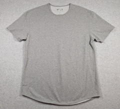 BYLT Men Shirt XL Drop Cut Lux Crewneck Performance Short Sleeve Curve Hem Gray