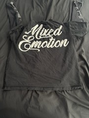 Mixed Emotion Men’s XL Black Knit Crew Neck Long Sleeve Angel Rhinestone Tee