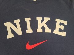 Nike Shirt Mens Large Blue Center Swoosh Spellout Logo Sports Tee