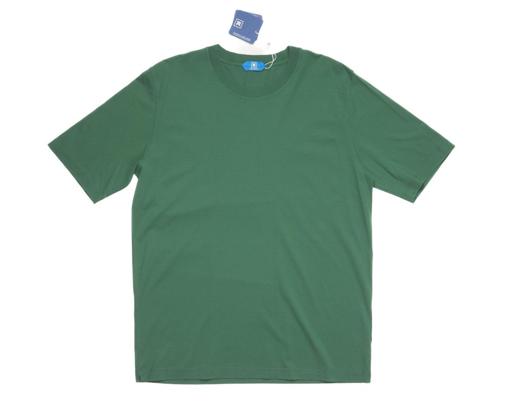 Kired by Kiton NWT $295 Green Crepe Cotton Short Sleeve Slim T-Shirt M (50 IT)