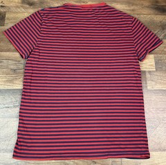Polo Ralph Lauren Navy Blue & Red Striped S/S Shirt Pony Logo Sz Large Preowned