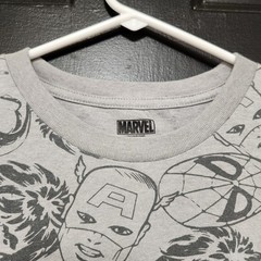 Marvel Superhero Characters All Over Print Faces T-Shirt Gray Size Small Tee AOP