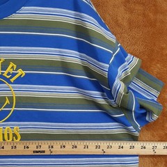 MARKET STUDIO Shirt Mens XXL Blue Stripe Pullover Crew Smiley T-Shirt Tee