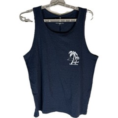 Chubbies Mens The Relaxer Tank Top Navy Blue Graphic Palm Tree Small NWT 600231