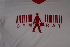 Augusta Sportswear T Shirt Unisex Large White Red Gym Rat Graphic V Neck Casual