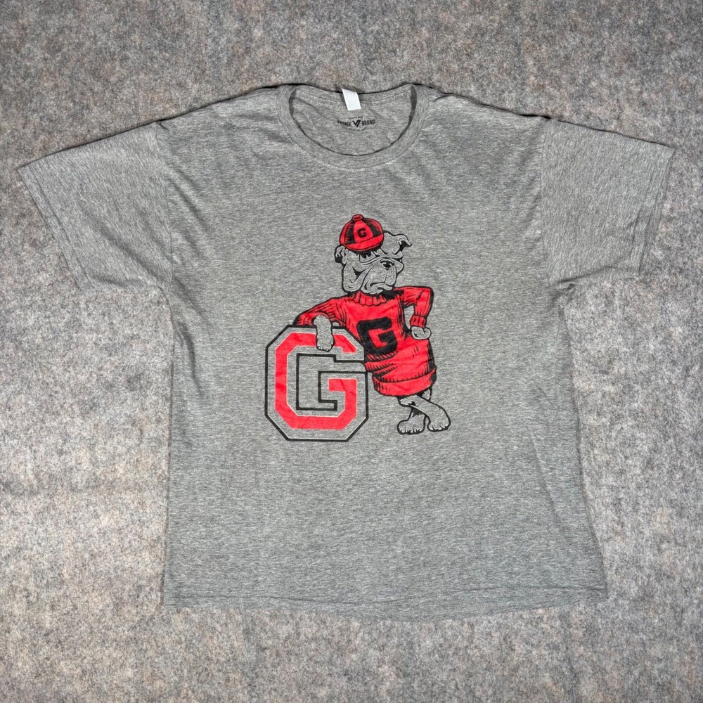 Vintage Brand Georgia Bulldogs T-Shirt Mens L Gray Mascot Graphic Tri-Blend Tee