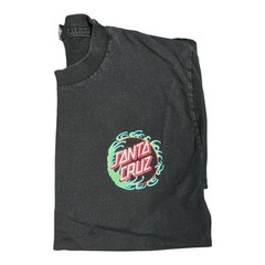 Santa Cruz Double-Sided Logo Graphic Print Black Crew Neck T-Shirt Men’s M