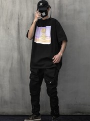Niepce Men’s Japanese Streetwear Bomb Faded Graphic Half Sleeve T-shirt