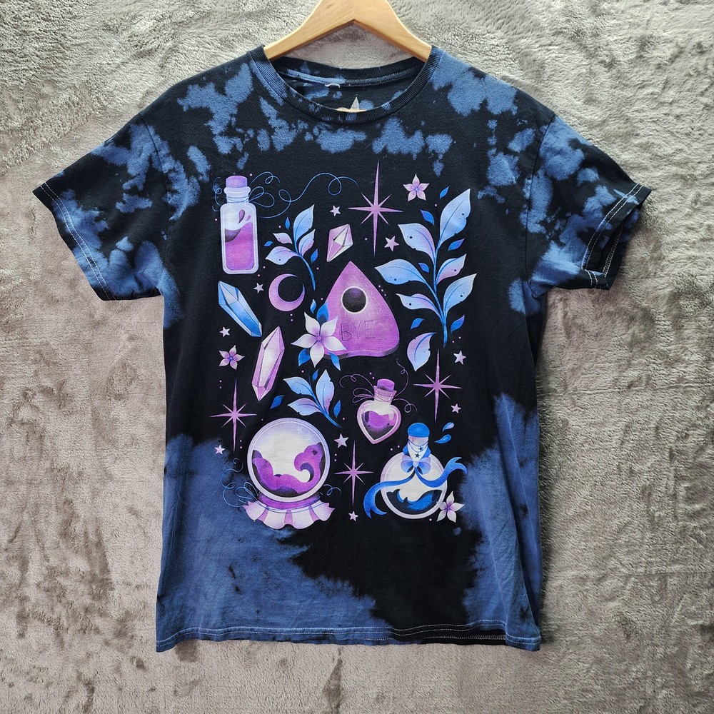 TexArt Tie Dye Graphic T Shirt Men’s Medium Fantasy Crystals Potion Ouija Style