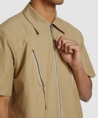 $375 Helmut Lang Men’s Beige Zip Front Shirt Size S