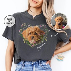 Custom Pet Portrait Comfort Tee Personalized Dog Cat Photo Shirt