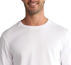 Mens Cotton Crewneck Long Sleeve T-Shirt Sz 2XL, 3XL, 2XLT, 3XLT Pullover White