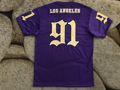 Death Row Records Los Angeles #91 Jersey Mens Size Small Purple Paisley NWT