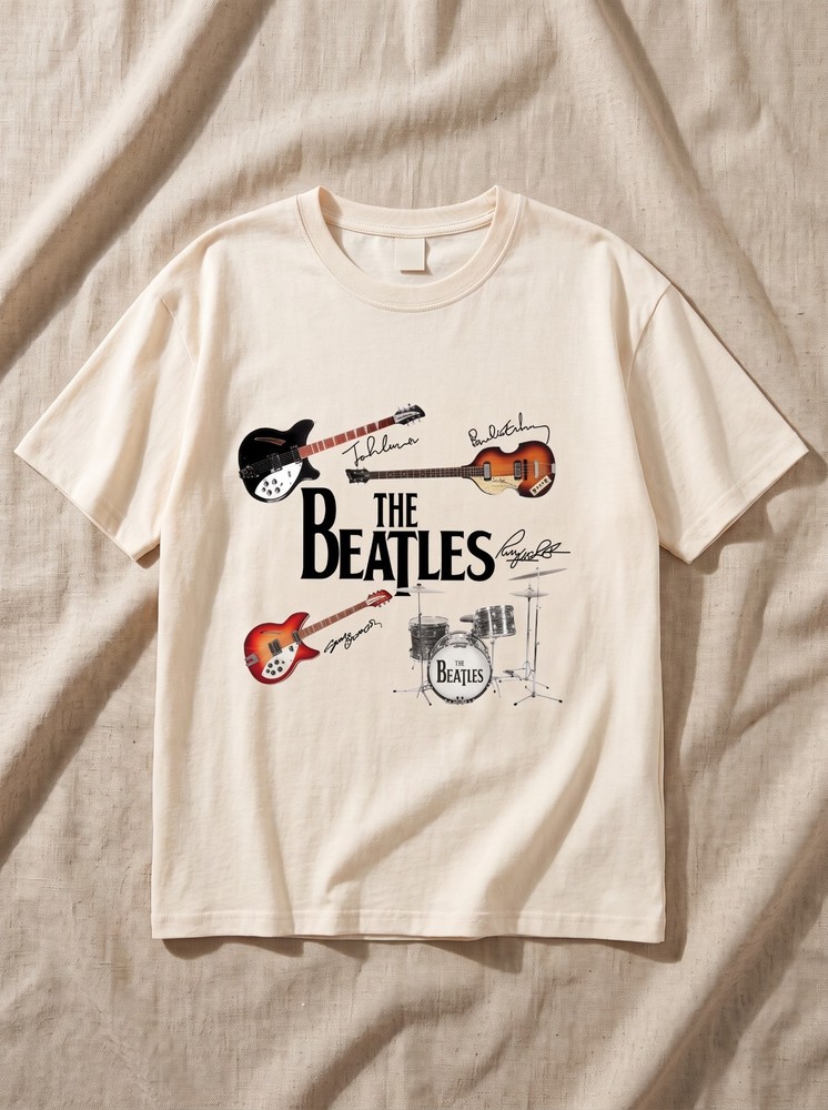 The Beatles Guitar Collage Shirt Classic Rock Graphic Unisex Comfort Colors