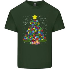Autism Christmas Tree Autistic Awareness Mens Cotton T-Shirt Tee Top