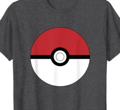 Pokemon T-Shirt Poke Ball Adult Classic Red & White Logo Dark Gray New XL