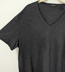 Theory Gaskell V Neck Short Sleeve T Shirt Knit Classic Heathered Gray XXL