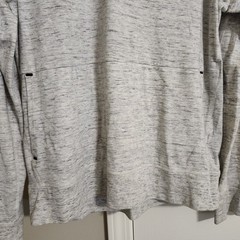 American Eagle Mens Flex hooded long sleeve tee, Heather Gray, Hand Pocket, Sz M