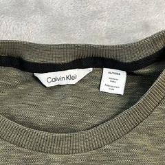 Calvin Klein Long Sleeve Shirt Mens XL Olive Green Heather Crewneck Cotton Blend