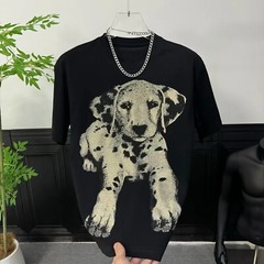 New Men Luxury Diamond Dog Rhinestones Fashion T-Shirt High Quality 3 Colors