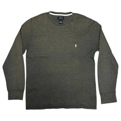 Polo Ralph Lauren Waffle Knit Thermal Crewneck Cotton Long Sleeve Shirt Grey L