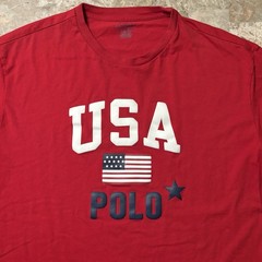 Polo Ralph Lauren Shirt Mens Large Red Short Sleeve Tee Polo USA Puff Print