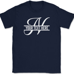 Letter N Monogram Your Text Here Custom T-Shirt Personalize Family Tee