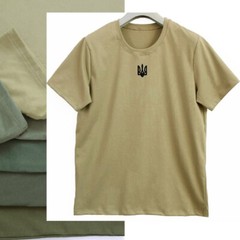 Ukraine Tryzub embroidered t-shirt men, Zelensky t-shirt Tryzub khaki black