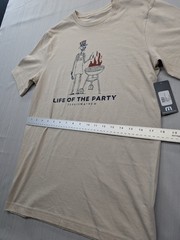 New Travis Mathew Grill Thrill Life of The Party Skeleton TShirt Mens Small Tan