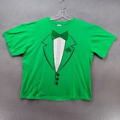 Formal Suit and Bow Tie T Shirt Extra Large Shamrock Green Gildan Heavy Cotton