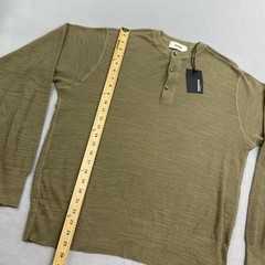 Buck Mason Shirt Mens Large Olive Daybreak Rower Thermal Knit Henley Long Sleeve