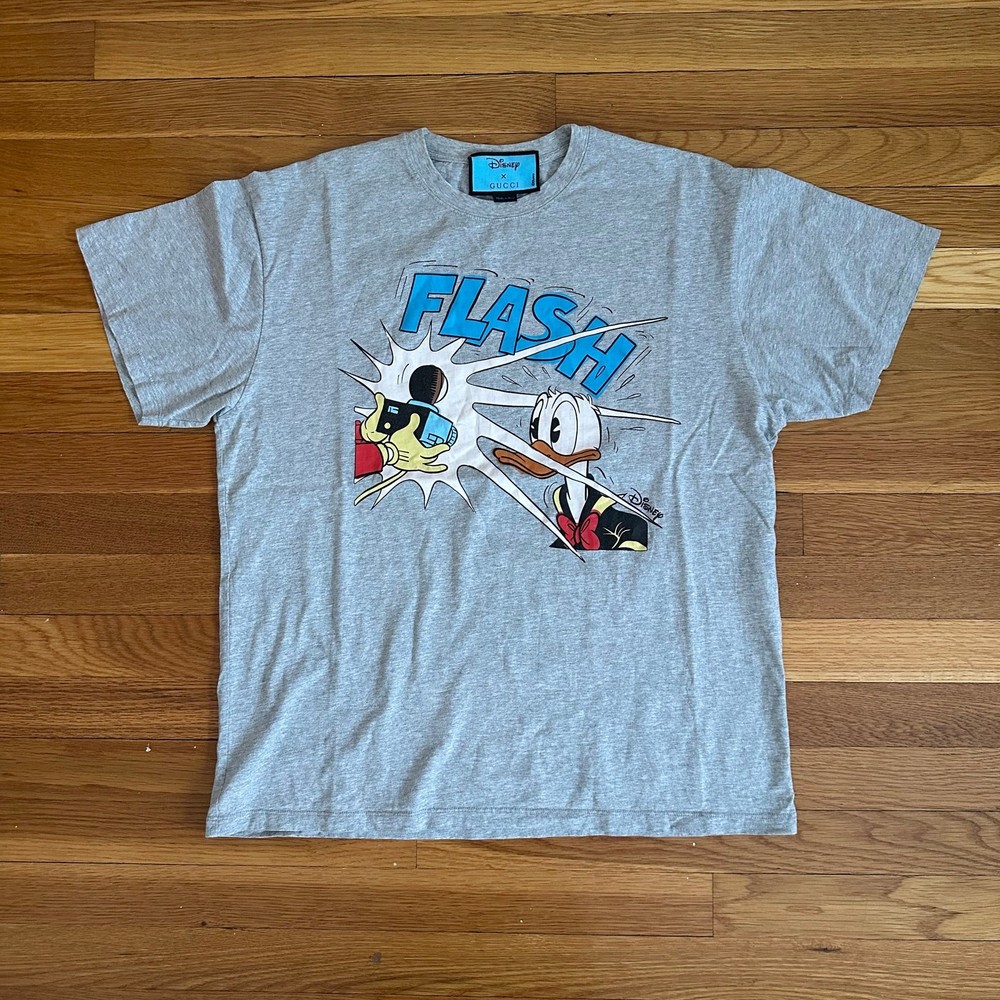 Gucci x Disney Donald Duck “Flash” Oversized T-Shirt Grey Melange Size M