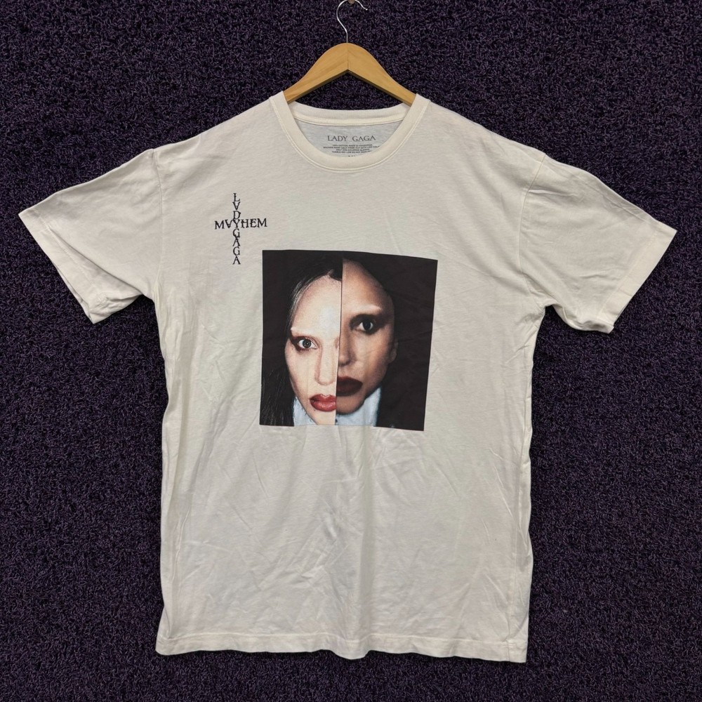 Lady Gaga Mayhem Album Split Face Photo Synth-Pop T-Shirt XL