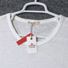 Marine Layer Mens XXL Heavy Slub Pocket Tee Antique Cream White NWT Fall 2022
