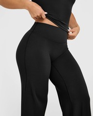 Yoga Pants Women High Waist Stretch Casual Soft Straight Leg Bottoms Black Long