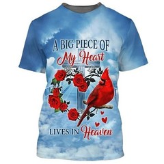 Memorial Big Piece Of My Heart Lives In Heaven 3D T-Shirt Full Size