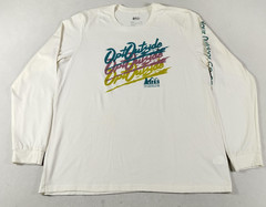 REI Co-op Shirt Mens Large White Retro Opt Outside Graphic Long Sleeve Tagless