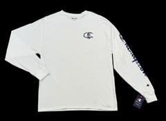 Champion Logo Crewneck Long Sleeves Bright Royal Athletic Graphic Tee T Shirt L