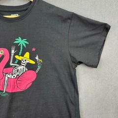 Brisco Brands T Shirt Mens Large Black Flamingo Skeleton Short Sleeve Party Dad