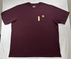 Men’s 4XL Tall Maroon Carhartt K87 Loose Fit Short Sleeve Pocket Cotton T-Shirt