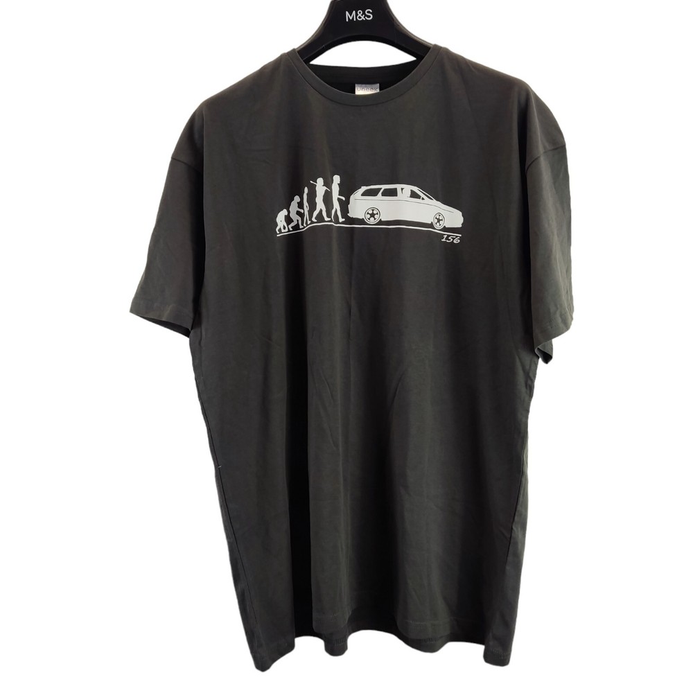 uneek mens t-shirt grey large print round neck short sleeve size xl free postage