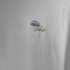 Los Angeles Apparel Men White Rainbow Mushroom Graphic T-Shirt L USA Made Hippie