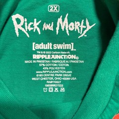 Rick and Morty Naughty or Nice T Shirt Green Mens 2X Adult Swim Ripple Junction