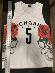 Rich Gang #5 Mesh Tank Top XXXL 3XL Roses Thorns Jersey Streetwear Hip Hop