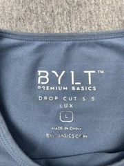 Bylt Drop Cut S/S Lux Mens Large Blue TShirt Stretch Short Sleeve Activewear