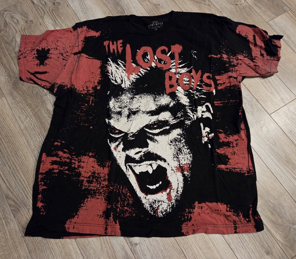 The Lost Boys Horror Movie Promo 2XL AOP Big Face Black Shirt Gothic Vampire
