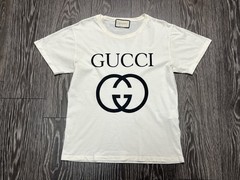 Mens Gucci Interlocking GG Big Logo Printed Tee T Shirt Cotton Size L